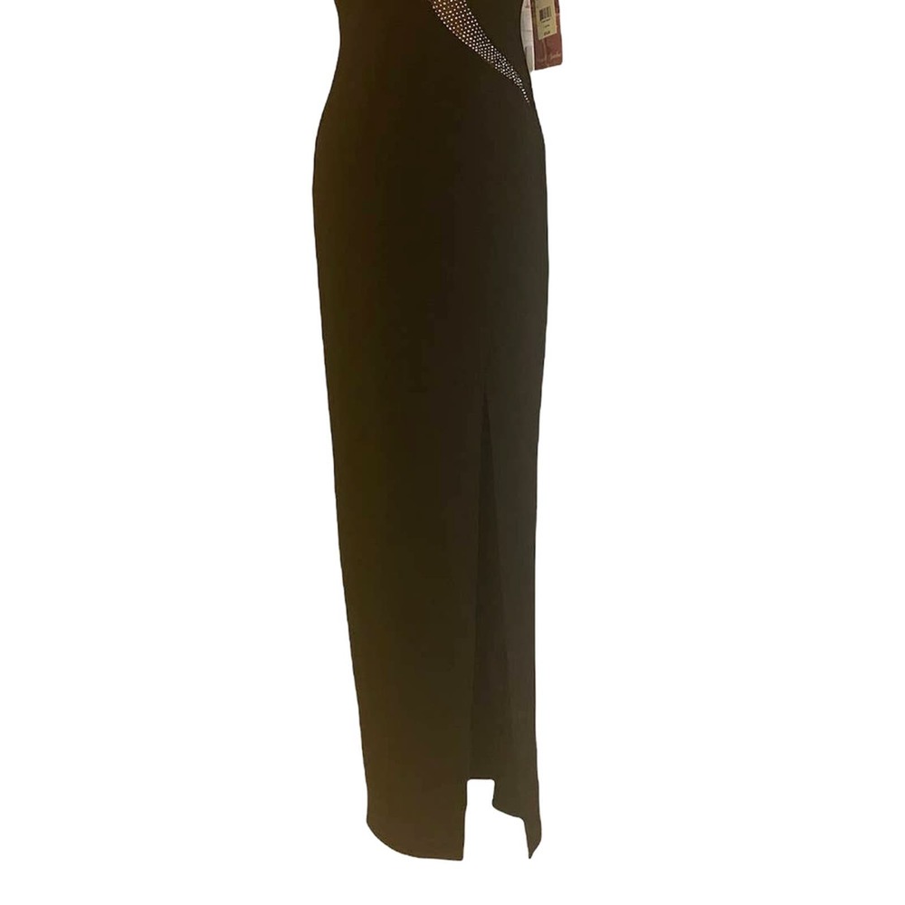 Rhinestone Jersey Knit Maxi EMERALD SUNDAE Black Prom Wedding Cocktail Dress - Picture 10 of 16